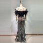 Off Shoulder Feather Maxi Bodycon Dress
