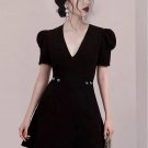 V Neck Short Sleeve Simple Mini Bodycon Dress