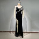 Strapless Sleeveless Rhinestone Maxi Bodycon Dress