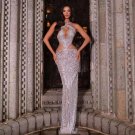V Neck Sleeveless Sequins Maxi Bodycon Dress