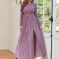 Round Neck Long Sleeve Ruched Maxi Bodycon Dress