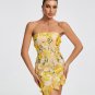 Strapless 3D Floral Mini Dress