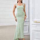 Strappy Sleeveless Jacquard Maxi Bodycon Dress
