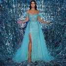 Off Shoulder Sleeveless Tulle Maxi Bodycon Dress