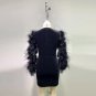 High Neck Long Sleeve Pearl Mini Bodycon Dress