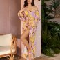 Off Shoulder Ruched Print Maxi Dress