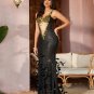 Haute Couture Feather Sequined Evening Dress