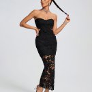 Lace Floral Cutout Bustier Maxi Dress