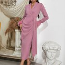 V Neck Long Sleeve Professional Midi Bodycon Dress