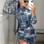 High Neck High Slit Mini Bodycon Dress