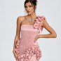 One Shoulder Ruffle Satin Mini Dress