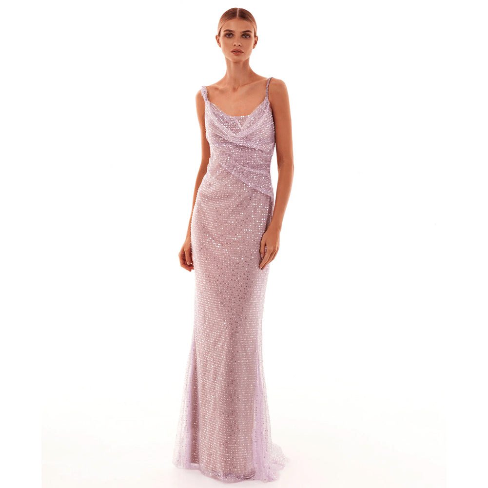 Strappy Sleeveless Sequins Maxi Dress