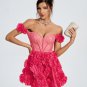 Lace Corset A-line 3D Flowers Mini Dress