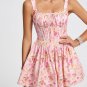Floral Print Ruched Bustier Mini Dress