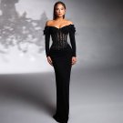 Off Shoulder Long Sleeve Delicate Maxi Bodycon Dress