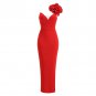 One Shoulder Sleeveless Flower Maxi Dress