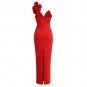 One Shoulder Sleeveless Flower Maxi Dress