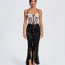 Ruffle Satin Corset Floral Wing Cup Dress