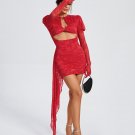 Ruched Floral Cutout Draped Dress