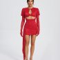 Ruched Floral Cutout Draped Dress