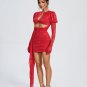 Ruched Floral Cutout Draped Dress