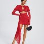 Ruched Floral Cutout Draped Dress