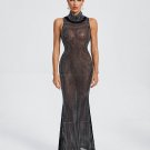 Crystal Embellished See-through Maxi Dress