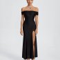 Off Shoulder High Slit Knit Maxi Dress