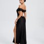 Off Shoulder High Slit Knit Maxi Dress