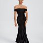 Off Shoulder High Slit Knit Maxi Dress