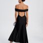 Off Shoulder High Slit Knit Maxi Dress