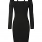 Long Sleeve Plain Over Knee Bodycon Dress