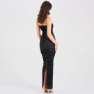 Strappy Sleeveless Rhinestone Maxi Bodycon Dress