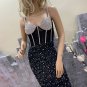 Strappy Sleeveless Rhinestone Maxi Bodycon Dress