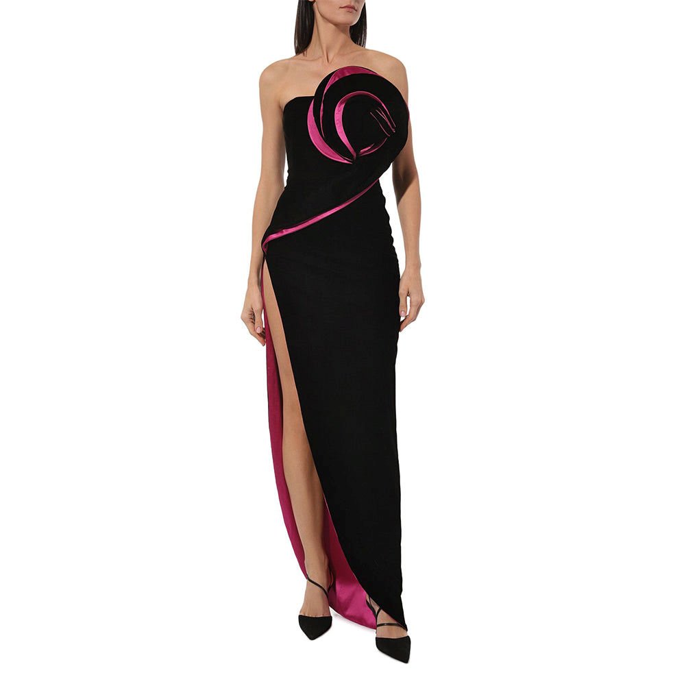 Strapless Sleeveless Flower Maxi Dress