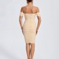 Off Shoulder Ruched Mesh Midi Dress