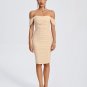 Off Shoulder Ruched Mesh Midi Dress