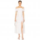 Off Shoulder Sleeveless Pure White Midi Dress