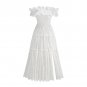 Off Shoulder Sleeveless Pure White Midi Dress