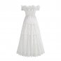 Off Shoulder Sleeveless Pure White Midi Dress