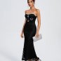 Strapless Crystal-Embellished Lace Maxi Dress