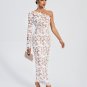 One Shoulder Lace Floral Long Dress