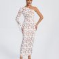 One Shoulder Lace Floral Long Dress