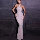 Halter Sleeveless Rhinestone Maxi Dress
