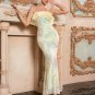 Strapless Sleeveless Ruffle Maxi Bodycon Dress