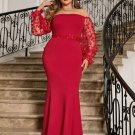 Off Shoulder Long Sleeve Fishtail Maxi Bodycon Dress
