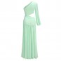 One Shoulder Long Sleeve High Split Maxi Dress