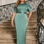 Round Neck Short Sleeve Plain Maxi Bodycon Dress
