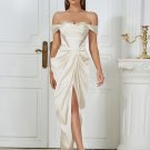 Off Shoulder Frill Maxi Bodycon Dress