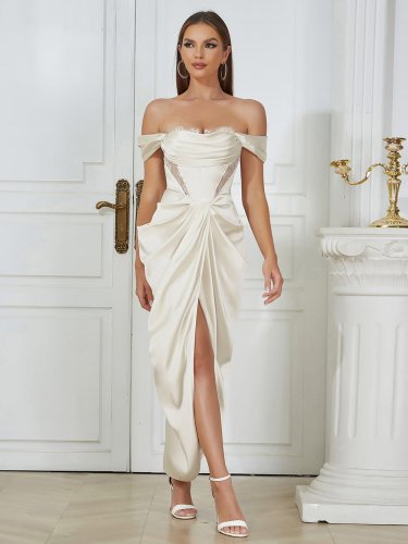 Off Shoulder Frill Maxi Bodycon Dress Off Shoulder Frill Maxi Bodycon Dress